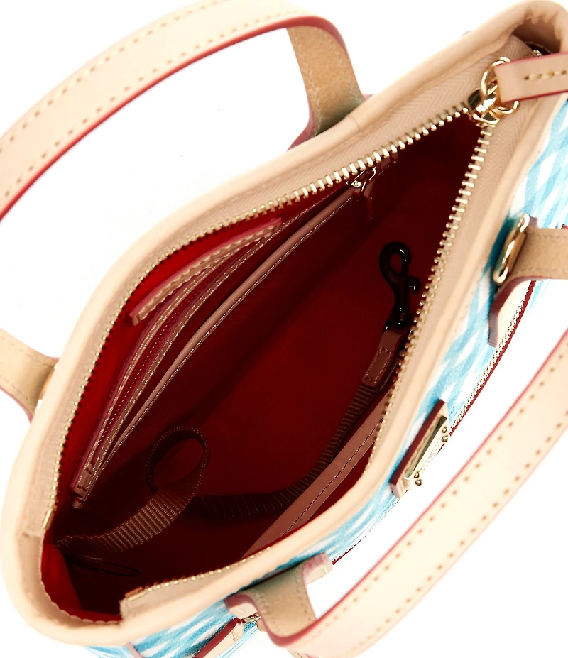 Dooney & Bourke Gingham Small Handle Contrast Trim Tote Bag