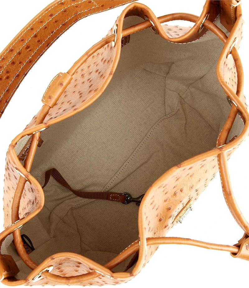 Dooney & Bourke Ostrich Drawstring Bucket Bag