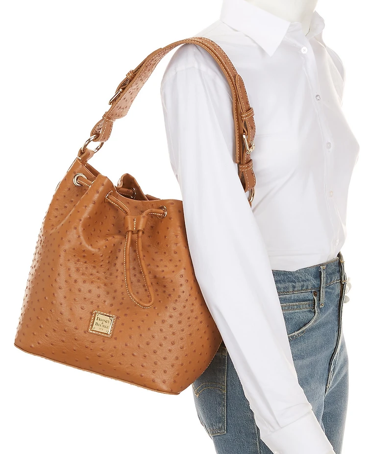 Dooney & Bourke Ostrich Drawstring Bucket Bag
