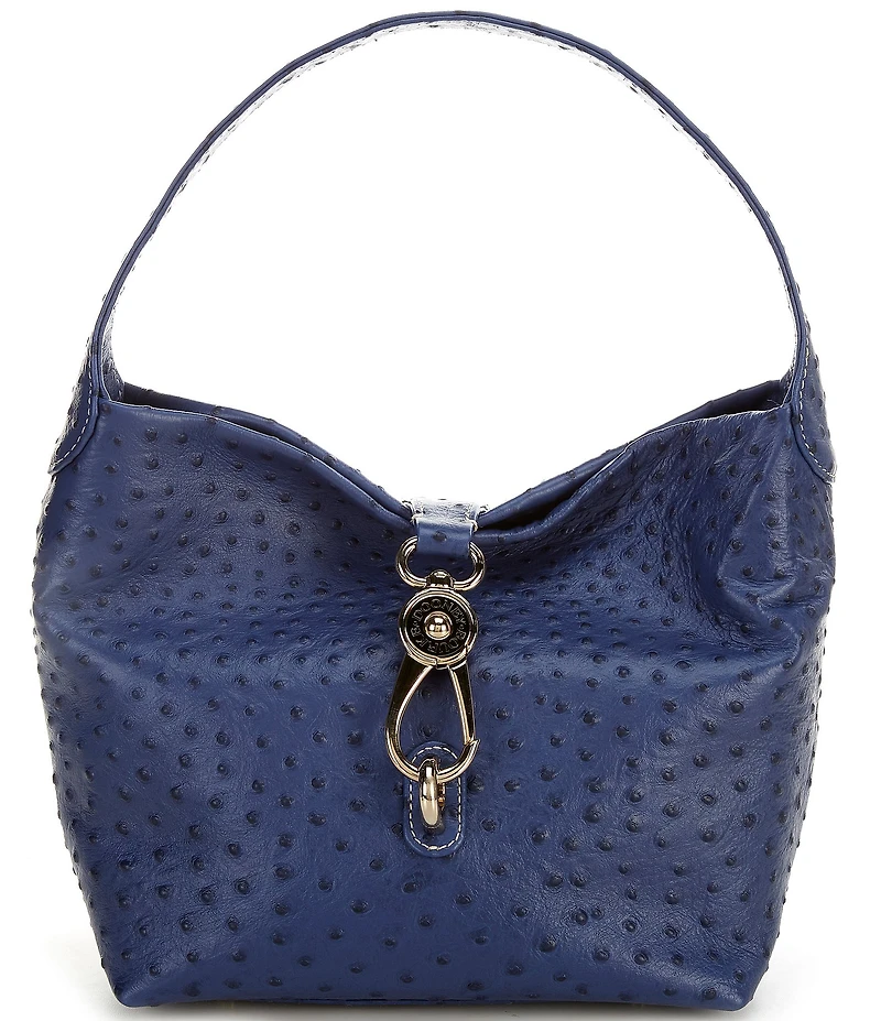 Dooney & Bourke Ostrich Clip Lock Hobo Shoulder Bag
