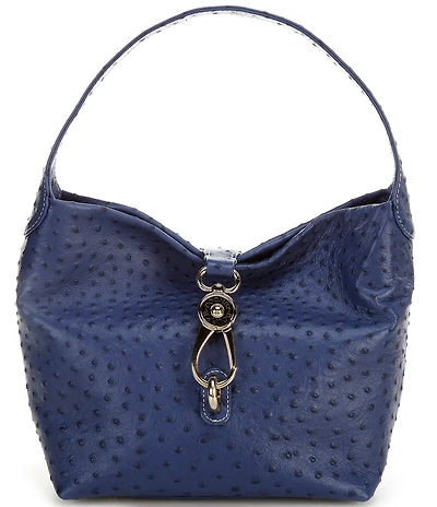 Dooney & Bourke Ostrich Clip Lock Hobo Shoulder Bag