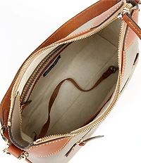 Dooney & Bourke Pebble Grain Leather Contrast Trim Hobo Shoulder Bag