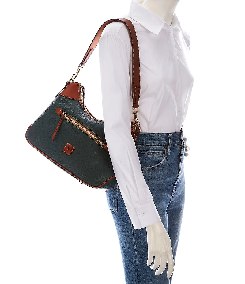 Dooney & Bourke Pebble Grain Leather Contrast Trim Hobo Shoulder Bag