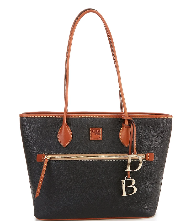 Dooney & Bourke Pebble Collection Leather Contrast Trim Tote Bag