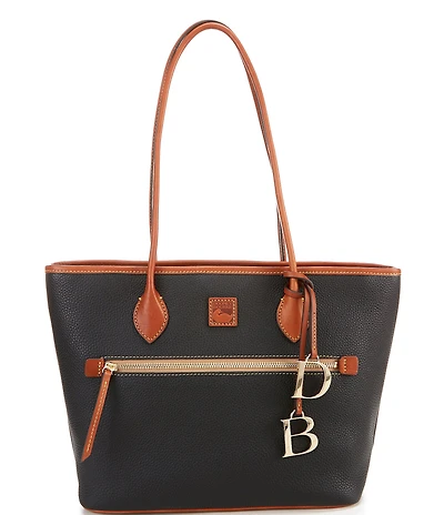 Dooney & Bourke Pebble Collection Leather Contrast Trim Tote Bag