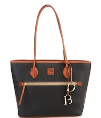Dooney & Bourke Pebble Collection Leather Contrast Trim Tote Bag