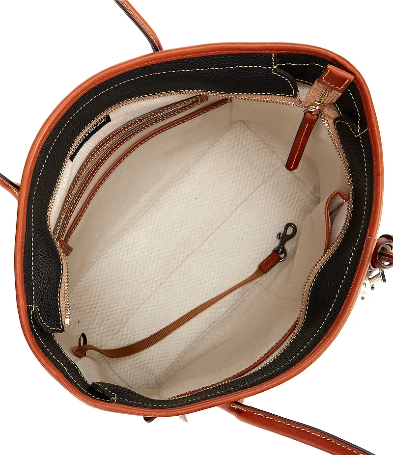 Dooney & Bourke Pebble Collection Leather Contrast Trim Tote Bag