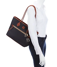 Dooney & Bourke Pebble Collection Leather Contrast Trim Tote Bag