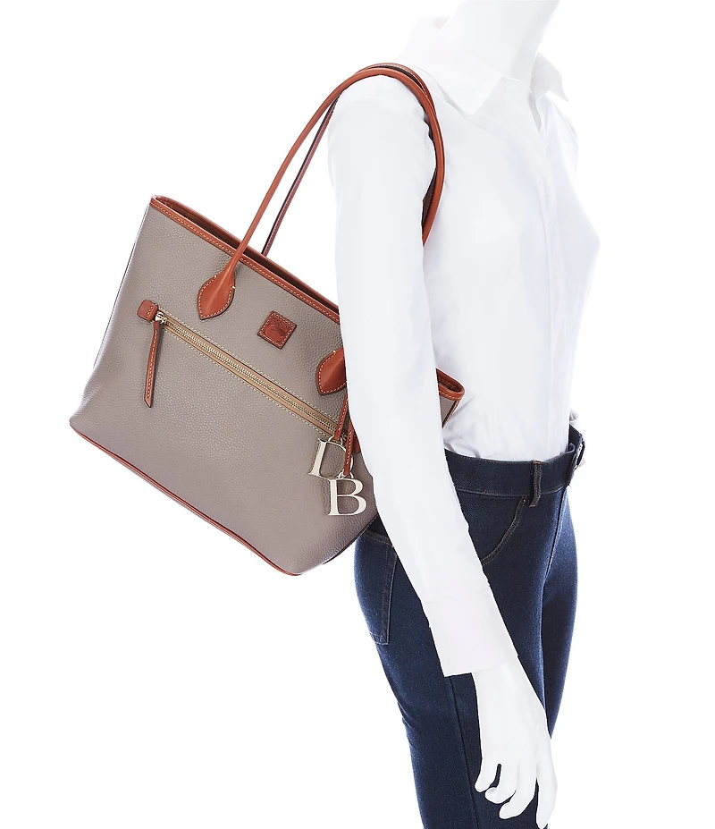 Dooney & Bourke Pebble Collection Leather Contrast Trim Tote Bag