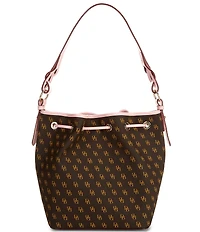 Dooney & Bourke Signature Blakely Collection Tasha Logo Drawstring Contrast Trim Bucket Bag