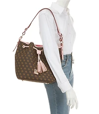 Dooney & Bourke Signature Blakely Collection Tasha Logo Drawstring Contrast Trim Bucket Bag
