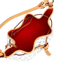 Dooney & Bourke Signature Blakely Collection Tasha Logo Drawstring Contrast Trim Bucket Bag