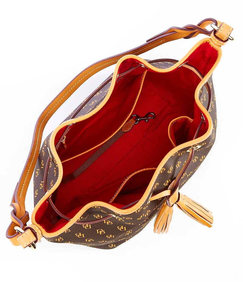 Dooney & Bourke Signature Blakely Collection Tasha Logo Drawstring Contrast Trim Bucket Bag