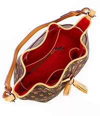 Dooney & Bourke Signature Blakely Collection Tasha Logo Drawstring Contrast Trim Bucket Bag