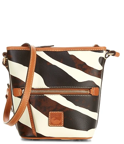 Dooney & Bourke Zebra Leather Small Zip Crossbody Bag
