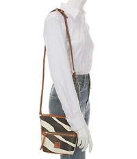 Dooney & Bourke Zebra Leather Small Zip Crossbody Bag