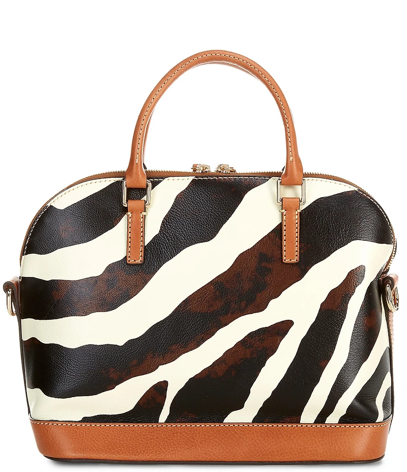Dooney & Bourke Zebra Print Domed Satchel Bag