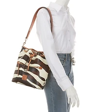 Dooney & Bourke Zebra Print Drawstring Shoulder Bag