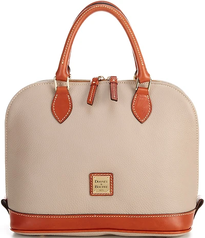 Dooney & Bourke Pebble Collection Zip Dome Contrast Trim Satchel Bag