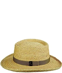 Dorfman Milano Scala Gambler Braided Raffia Straw 3 1/4#double; Brim Hat