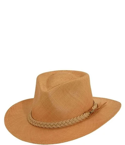 Dorfman Milano Scala Genuine Panama Outback Taos 3#double; Brim Straw Hat
