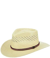 Dorfman Milano Scala Genuine Panama Straw Outback 3#double; Brim Hat