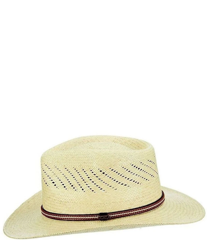 Dorfman Milano Scala Genuine Panama Straw Outback 3#double; Brim Hat