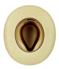 Dorfman Milano Scala Genuine Panama Straw Outback 3#double; Brim Hat