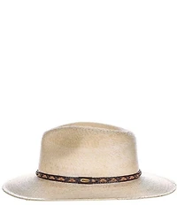 Dorfman Milano Scala Otto Fine-Braided Palm Straw Safari 3#double;Brim Hat