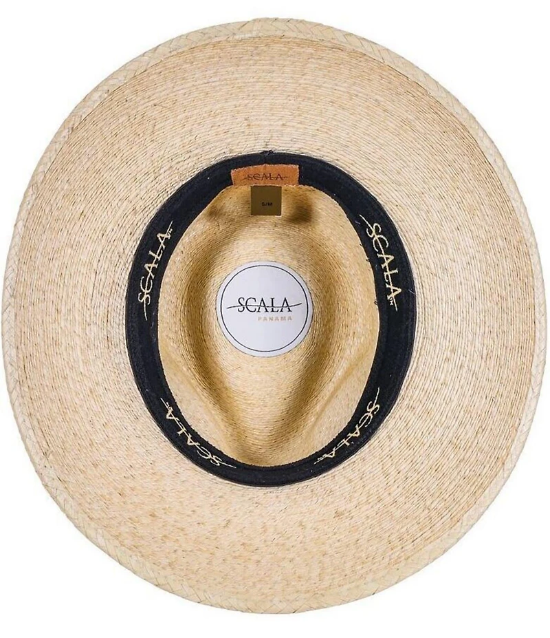 Dorfman Milano Scala Otto Fine-Braided Palm Straw Safari 3#double;Brim Hat