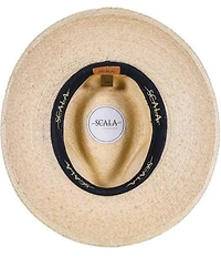 Dorfman Milano Scala Otto Fine-Braided Palm Straw Safari 3#double;Brim Hat