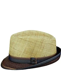 Dorfman Milano Scala St. Louis Matte Raffia Straw Fedora 2#double; Brim Hat
