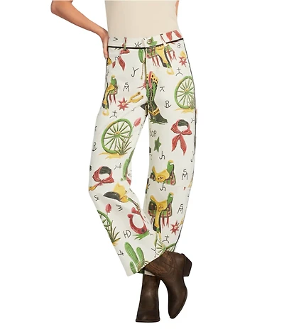 Double D Ranch Atomic Ranch Printed Wide Leg Cropped Jeans