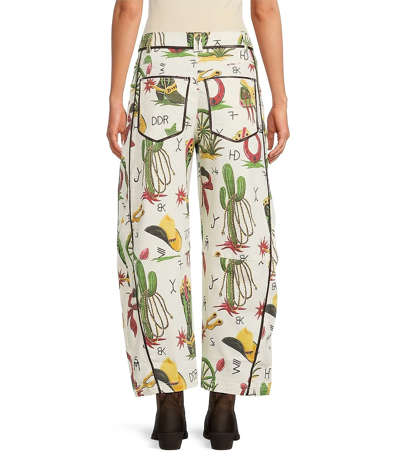Double D Ranch Atomic Ranch Printed Wide Leg Cropped Jeans