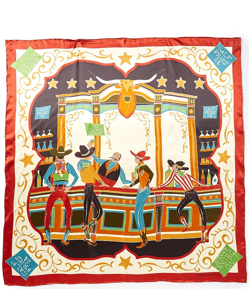 Double D Ranch Bar Room Buddies Silk Scarf
