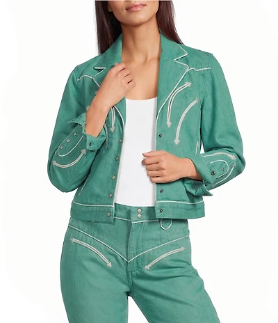 Double D Ranch Barbed Wire Notch Collar Long Sleeve Jacket