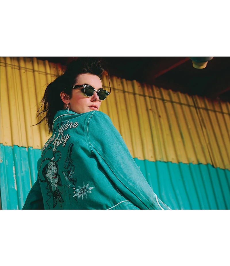 Double D Ranch Barbed Wire Notch Collar Long Sleeve Jacket