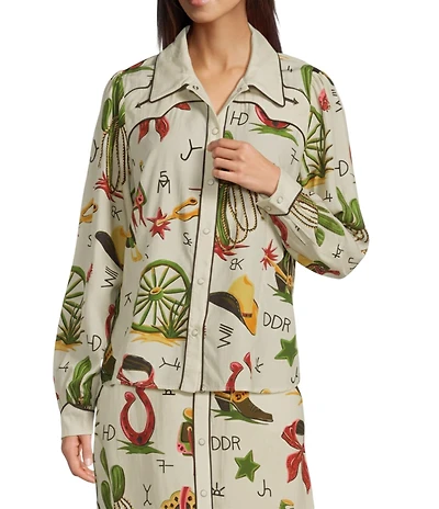 Double D Ranch Coordinating Atomic Ranch Point Collar Long Sleeve Snap Front Shirt