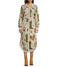 Double D Ranch Coordinating Atomic Ranch Point Collar Long Sleeve Snap Front Shirt