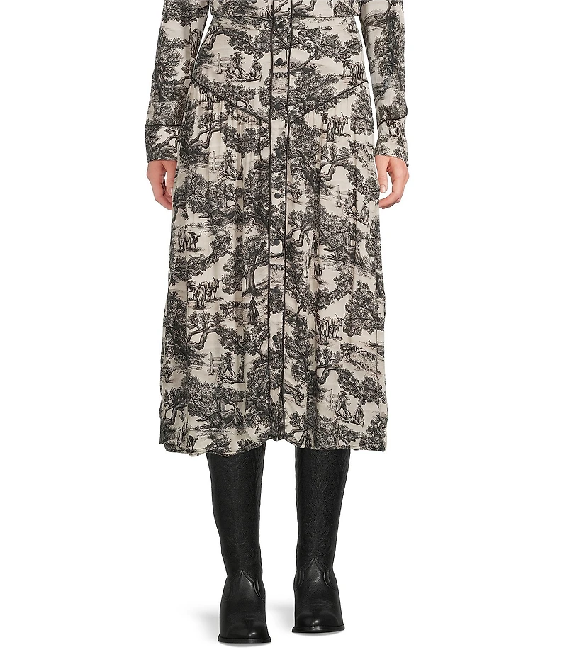 Double D Ranch Coordinating Toile Print A-Line Midi Skirt