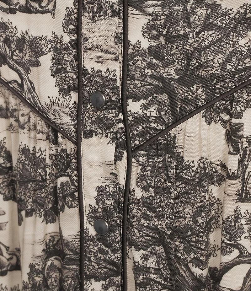 Double D Ranch Coordinating Toile Print A-Line Midi Skirt