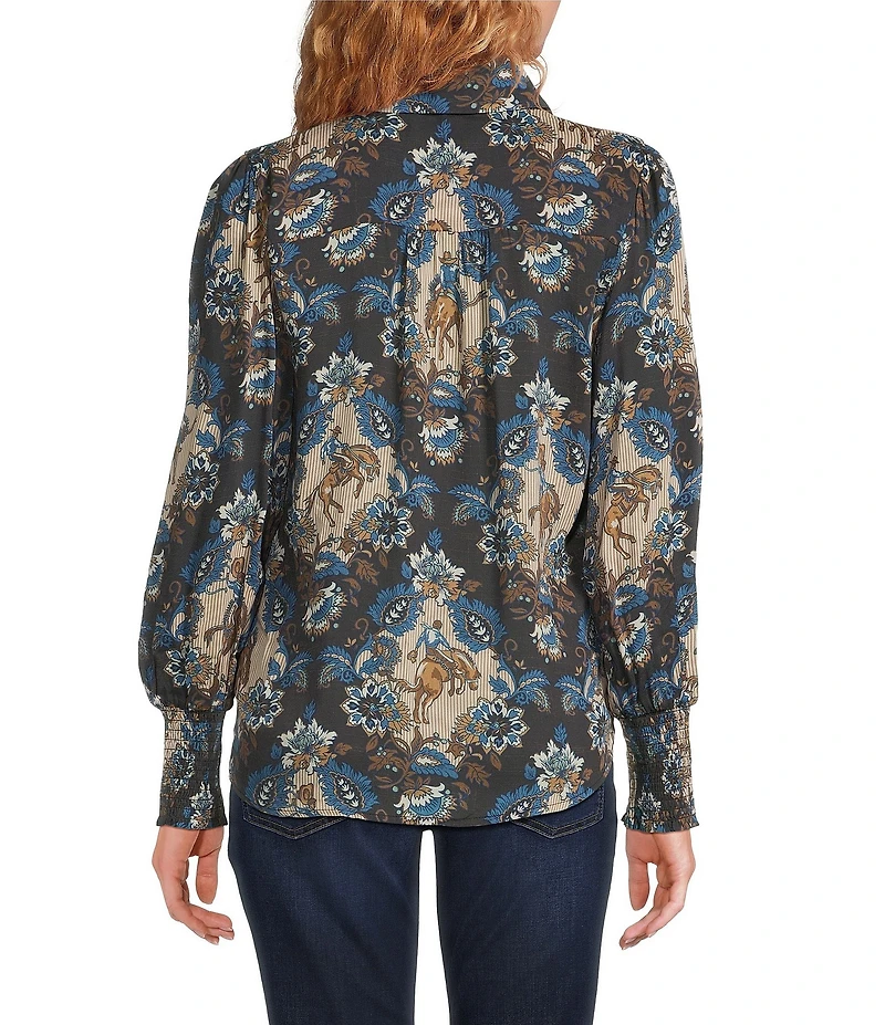 Double D Ranch Dewitt Woven Printed Point Collar Long Sleeve Bouse