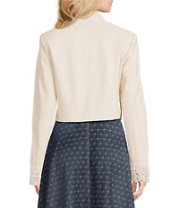 Double D Ranch From The Marriage Chest Leather Floral Embroidery Stand Collar Long Sleeve Jacket