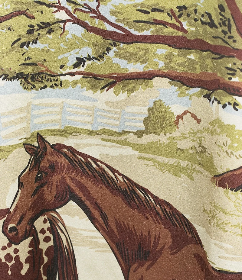 Double D Ranch Horse Sense Silk Printed Scoop Neck Sleeveless A-Line Midi Dress