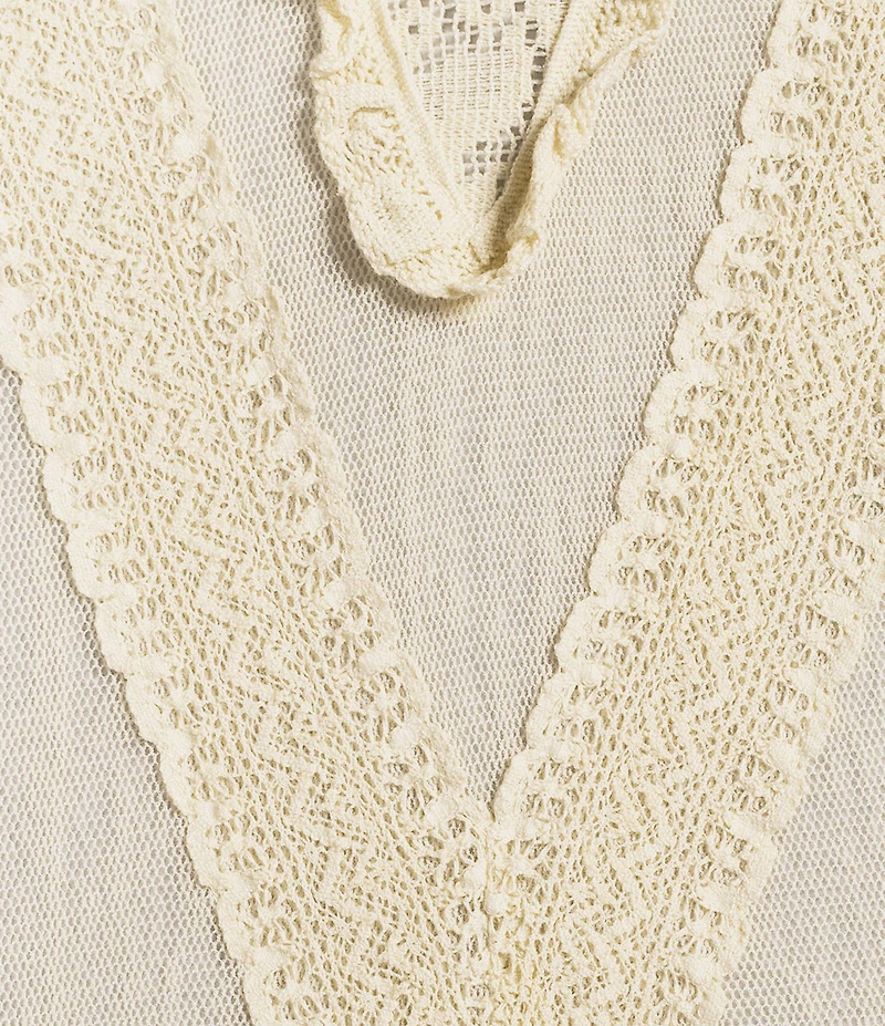 Double D Ranch Juliette Knit Mock Neck Long Sleeve Lace Top