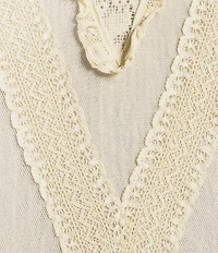 Double D Ranch Juliette Knit Mock Neck Long Sleeve Lace Top