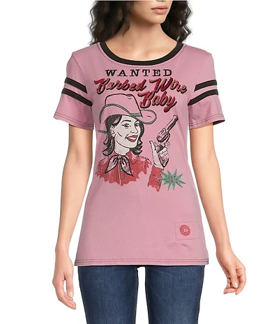 Double D Ranch Knit Barbed Wire Scoop Neck Short Sleeve Baby Tee