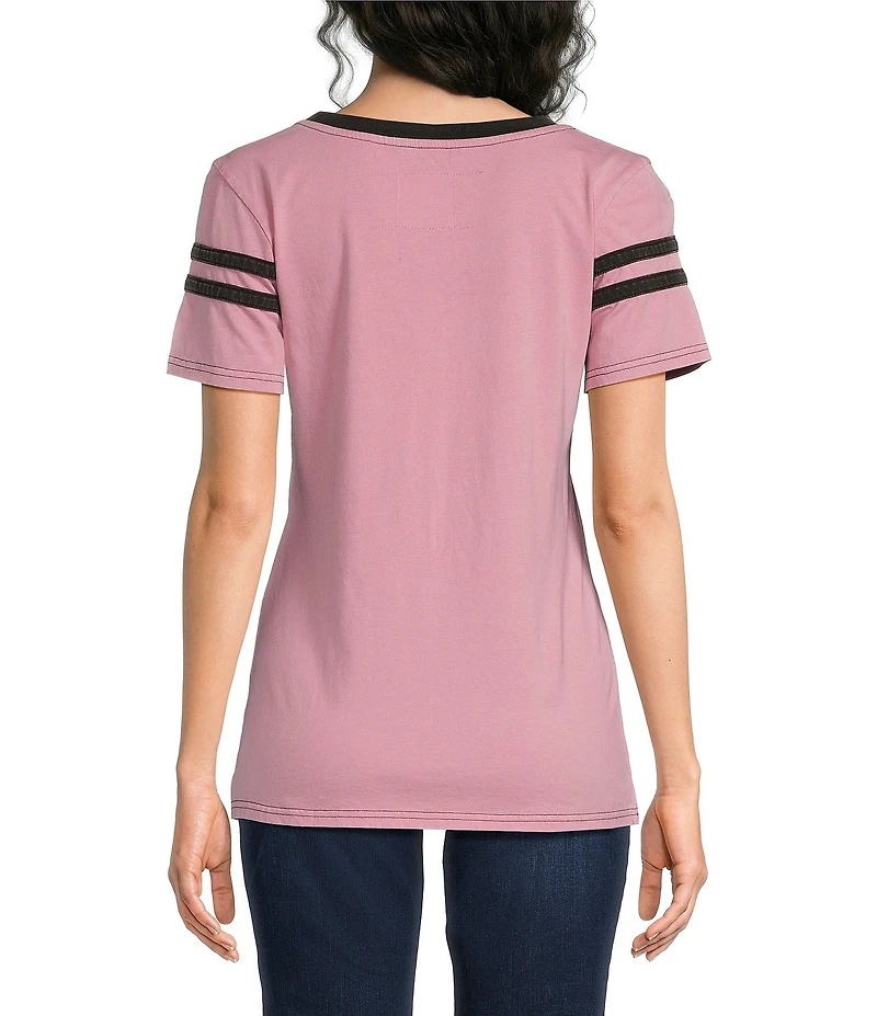 Double D Ranch Knit Barbed Wire Scoop Neck Short Sleeve Baby Tee