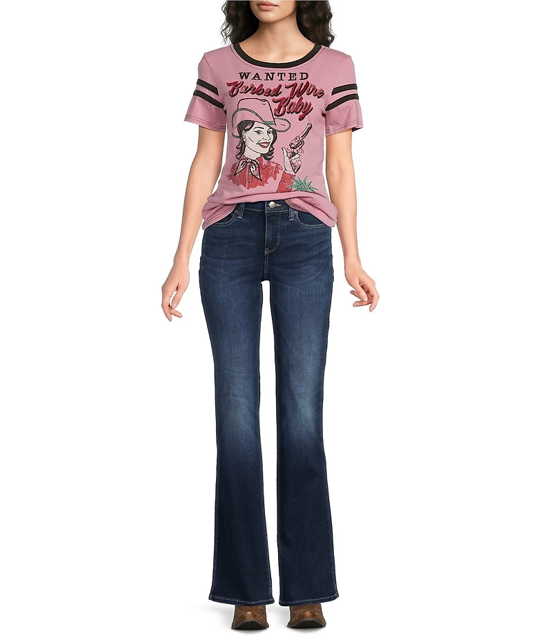 Double D Ranch Knit Barbed Wire Scoop Neck Short Sleeve Baby Tee