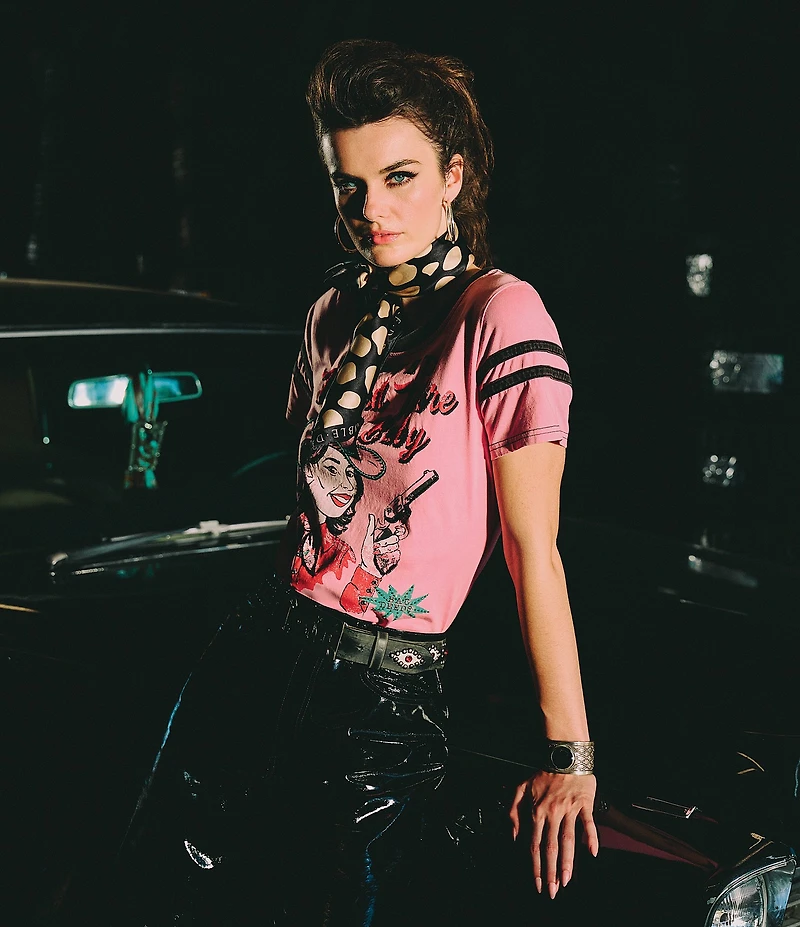 Double D Ranch Knit Barbed Wire Scoop Neck Short Sleeve Baby Tee